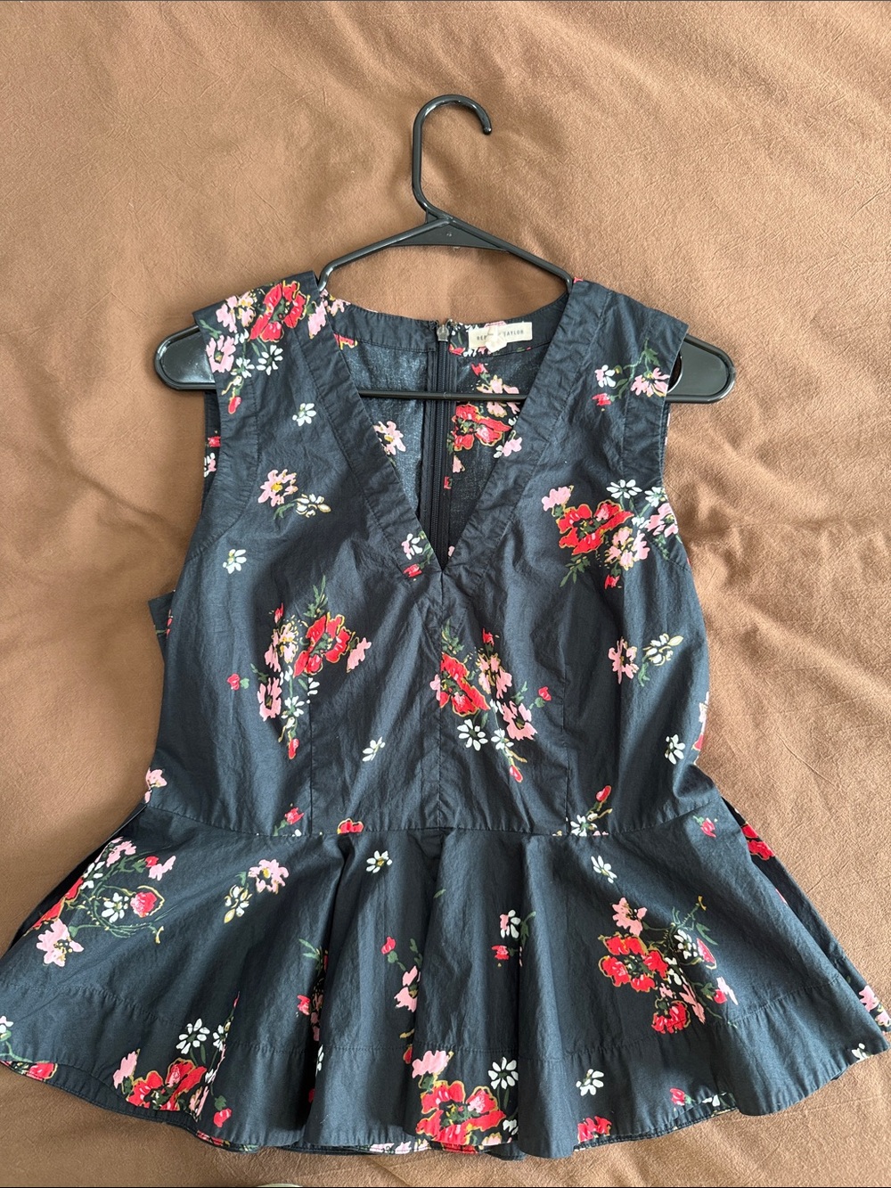 Rebecca Taylor Navy Floral Peplum Dress